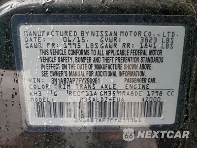 Zdjęcie 13 z 13 samochodu: 2015 NISSAN SENTRA S VIN:3N1AB7AP7FY299961 - miniatura