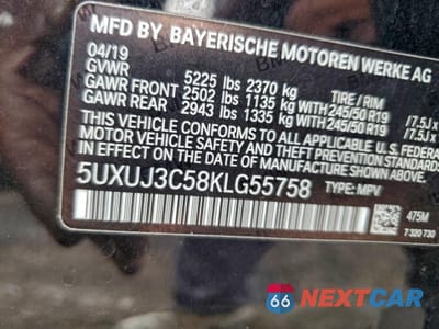 Zdjęcie 14 z 14 samochodu: 2019 BMW X4 XDRIVE3 VIN:5UXUJ3C58KLG55758 - miniatura