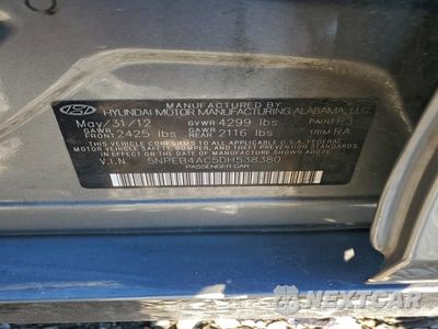 Zdjęcie 12 z 12 samochodu: 2013 HYUNDAI SONATA GLS VIN:5NPEB4AC5DH538380 - miniatura