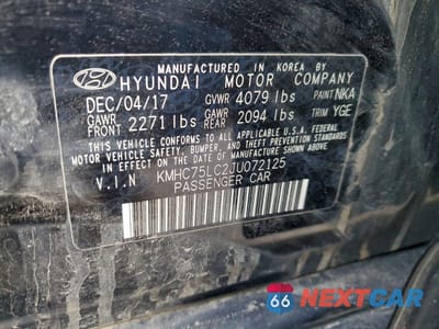 Zdjęcie 12 z 13 samochodu: 2018 HYUNDAI IONIQ SEL VIN:KMHC75LC2JU072125 - miniatura
