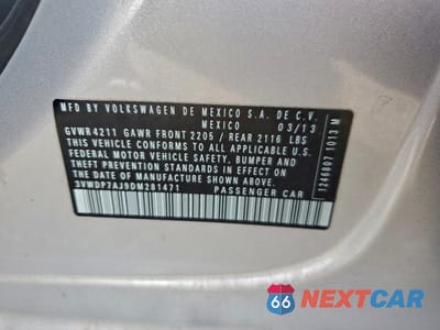Zdjęcie 13 z 13 samochodu: 2013 VOLKSWAGEN JETTA SE VIN:3VWDP7AJ9DM281471 - miniatura