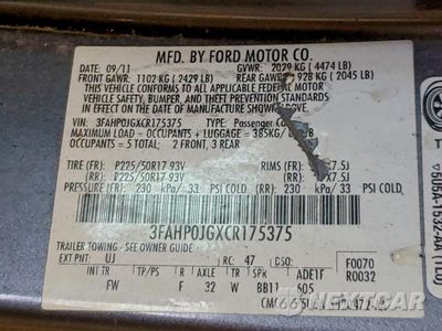 Zdjęcie 13 z 13 samochodu: 2012 FORD FUSION SEL VIN:3FAHP0JGXCR175375 - miniatura