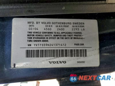 Zdjęcie 12 z 12 samochodu: 2004 VOLVO S80 2.5T VIN:YV1TS59H241371412 - miniatura