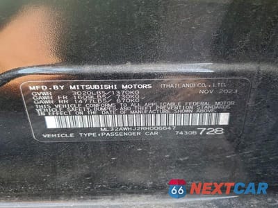 Zdjęcie 13 z 13 samochodu: 2024 MITSUBISHI MIRAGE SE VIN:ML32AWHJ2RH006647 - miniatura