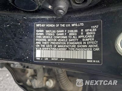 Zdjęcie 12 z 15 samochodu: 2018 HONDA CIVIC EX VIN:SHHFK7H58JU405697 - miniatura