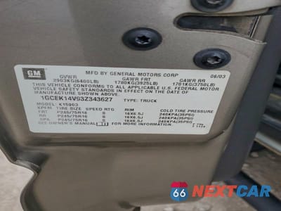 Zdjęcie 12 z 12 samochodu: 2003 CHEVROLET SILVERADO K1500 VIN:1GCEK14V93Z343627 - miniatura