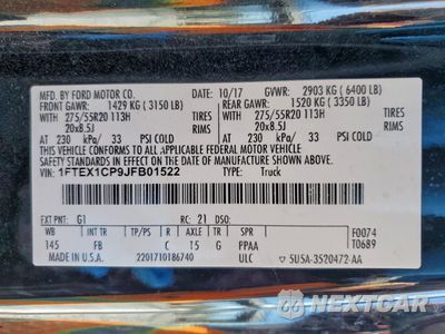 Zdjęcie 12 z 15 samochodu: 2018 FORD F150 SUPER CAB VIN:1FTEX1CP9JFB01522 - miniatura
