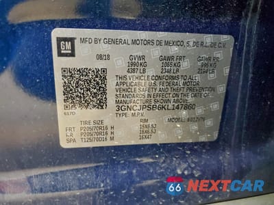 Zdjęcie 12 z 13 samochodu: 2019 CHEVROLET TRAX 1LT VIN:3GNCJPSB6KL147860 - miniatura