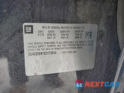 Zdjęcie 12 z 12 samochodu: 2012 BUICK REGAL PREMIUM VIN:2G4GS5EK7C9173844 - miniatura