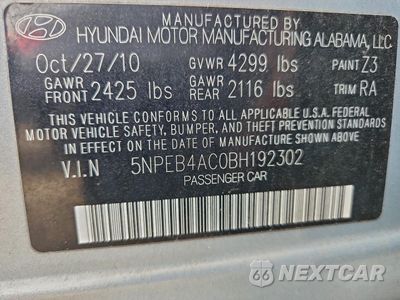 Zdjęcie 12 z 12 samochodu: 2011 HYUNDAI SONATA GLS VIN:5NPEB4AC0BH192302 - miniatura