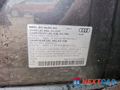 Zdjęcie 13 z 13 samochodu: 2018 AUDI Q3 PREMIUM VIN:WA1ECCFSXJR003096 - miniatura
