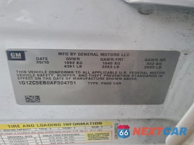 Zdjęcie 13 z 13 samochodu: 2010 CHEVROLET MALIBU 1LT VIN:1G1ZC5EB0AF304751 - miniatura