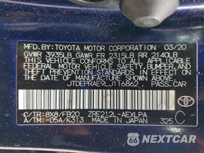 Zdjęcie 12 z 14 samochodu: 2020 TOYOTA COROLLA LE VIN:JTDEPRAE9LJ116862 - miniatura