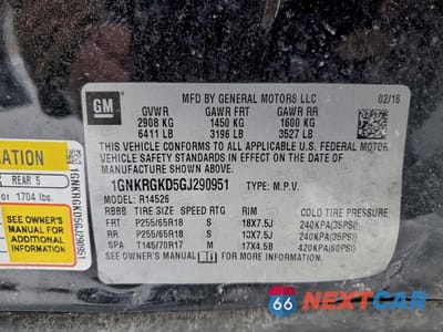 Zdjęcie 13 z 15 samochodu: 2016 CHEVROLET TRAVERSE LT VIN:1GNKRGKD5GJ290951 - miniatura