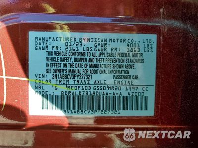Zdjęcie 12 z 13 samochodu: 2023 NISSAN SENTRA SV VIN:3N1AB8CV3PY227321 - miniatura