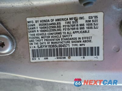Zdjęcie 14 z 14 samochodu: 2005 HONDA ELEMENT LX VIN:5J6YH18365L004571 - miniatura