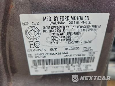 Zdjęcie 12 z 12 samochodu: 2012 FORD ESCAPE XLT VIN:1FMCU0D75CKB84042 - miniatura