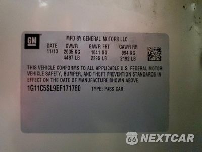 Zdjęcie 12 z 12 samochodu: 2014 CHEVROLET MALIBU 1LT VIN:1G11C5SL9EF171780 - miniatura