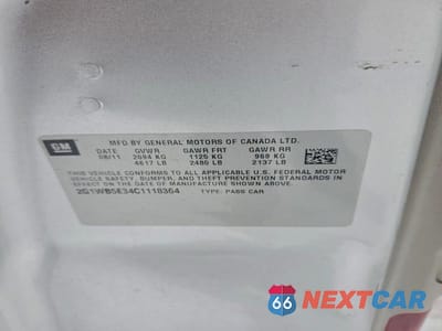 Zdjęcie 12 z 12 samochodu: 2012 CHEVROLET IMPALA LT VIN:2G1WB5E34C1118364 - miniatura