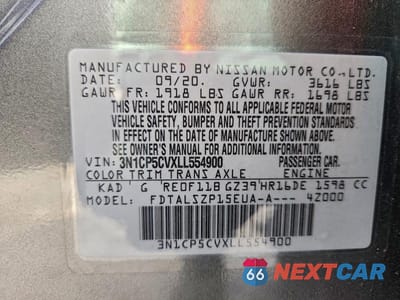 Zdjęcie 13 z 13 samochodu: 2020 NISSAN KICKS SV VIN:3N1CP5CVXLL554900 - miniatura