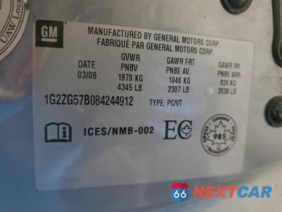 Zdjęcie 12 z 12 samochodu: 2008 PONTIAC G6 BASE VIN:1G2ZG57B084244912 - miniatura