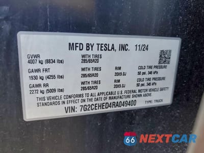 Zdjęcie 13 z 14 samochodu: 2024 TESLA CYBERTRUCK VIN:7G2CEHED4RA049400 - miniatura