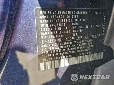 Zdjęcie 13 z 13 samochodu: 2015 VOLKSWAGEN TIGUAN S VIN:WVGAV7AX6FW553666 - miniatura