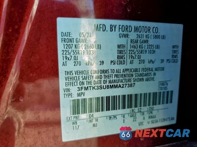 Zdjęcie 13 z 15 samochodu: 2021 FORD MUSTANG MACH-E PREMIUM VIN:3FMTK3SU8MMA27387 - miniatura