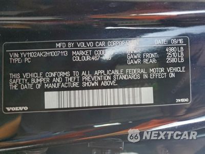 Zdjęcie 13 z 14 samochodu: 2017 VOLVO S90 T5 MOMENTUM VIN:YV1102AK2H1007113 - miniatura
