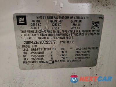 Zdjęcie 13 z 13 samochodu: 2013 GMC TERRAIN VIN:2GKFLZE37D6223579 - miniatura