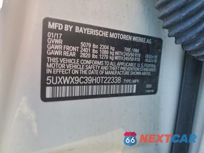 Zdjęcie 13 z 13 samochodu: 2017 BMW X3 XDRIVE28I VIN:5UXWX9C39H0T22338 - miniatura
