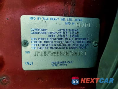 Zdjęcie 12 z 12 samochodu: 2002 SUBARU FORESTER S VIN:JF1SF65562H724137 - miniatura