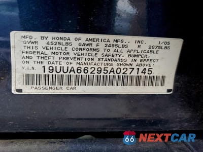 Zdjęcie 12 z 12 samochodu: 2005 ACURA TL VIN:19UUA66295A027145 - miniatura