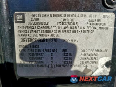 Zdjęcie 12 z 12 samochodu: 2005 CADILLAC ESCALADE EXT VIN:3GYEK62N95G156370 - miniatura