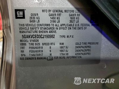Zdjęcie 12 z 14 samochodu: 2012 BUICK ENCLAVE VIN:5GAKVCED3CJ190982 - miniatura