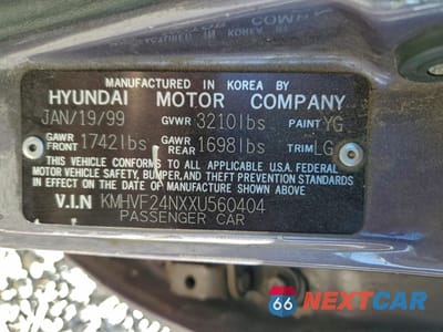 Zdjęcie 12 z 13 samochodu: 1999 HYUNDAI ACCENT GL VIN:KMHVF24NXXU560404 - miniatura