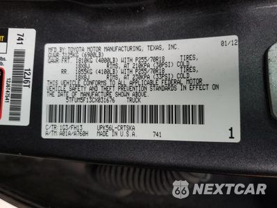 Zdjęcie 13 z 13 samochodu: 2012 TOYOTA TUNDRA DOUBLE CAB SR5 VIN:5TFUM5F13CX031676 - miniatura