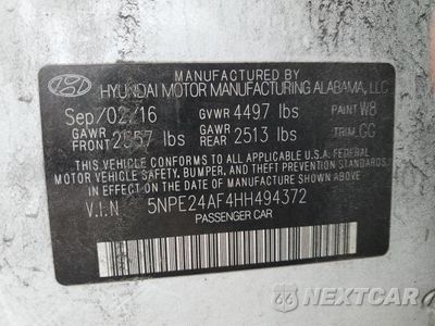 Zdjęcie 12 z 12 samochodu: 2017 HYUNDAI SONATA SE VIN:5NPE24AF4HH494372 - miniatura