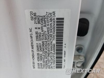 Zdjęcie 12 z 12 samochodu: 2020 HONDA ACCORD LX VIN:1HGCV1F12LA065940 - miniatura