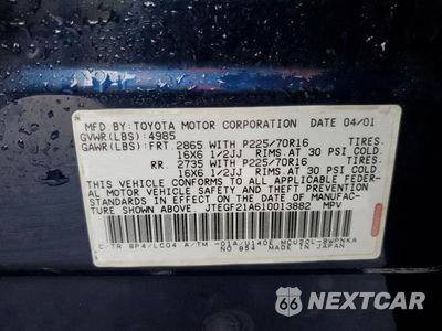Zdjęcie 14 z 14 samochodu: 2001 TOYOTA HIGHLANDER VIN:JTEGF21A610013882 - miniatura