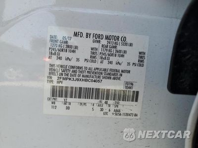 Zdjęcie 13 z 13 samochodu: 2017 FORD EDGE SEL VIN:2FMPK3J9XHBC04057 - miniatura