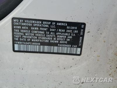 Zdjęcie 12 z 12 samochodu: 2015 VOLKSWAGEN PASSAT SE VIN:1VWBV7A34FC085005 - miniatura