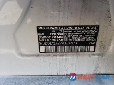 Zdjęcie 12 z 12 samochodu: 2007 MERCEDES-BENZ CLS 550 VIN:WDDDJ72X27A104971 - miniatura