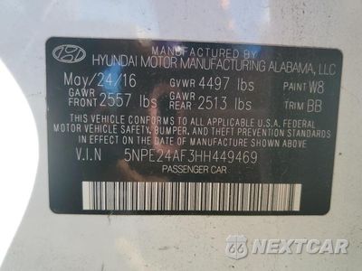 Zdjęcie 12 z 12 samochodu: 2017 HYUNDAI SONATA SE VIN:5NPE24AF3HH449469 - miniatura