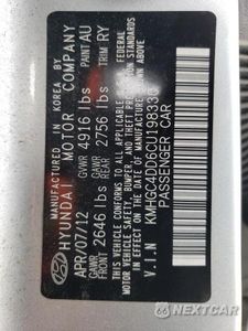 Zdjęcie 12 z 12 samochodu: 2012 HYUNDAI GENESIS 3.8L VIN:KMHGC4DD6CU198330 - miniatura