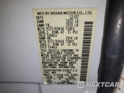 Zdjęcie 13 z 13 samochodu: 2008 NISSAN QUEST S VIN:5N1BV28U78N108722 - miniatura
