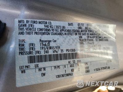 Zdjęcie 12 z 12 samochodu: 2012 FORD FOCUS S VIN:1FAHP3E24CL466808 - miniatura