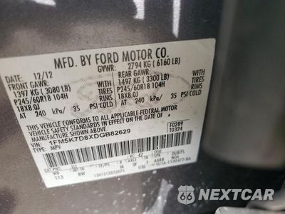 Zdjęcie 12 z 12 samochodu: 2013 FORD EXPLORER XLT VIN:1FM5K7D8XDGB82629 - miniatura