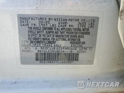 Zdjęcie 12 z 12 samochodu: 2020 NISSAN VERSA S VIN:3N1CN8DV7LL880207 - miniatura