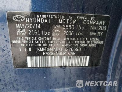 Zdjęcie 12 z 12 samochodu: 2015 HYUNDAI ELANTRA SE VIN:KMHDH4AEXFU226698 - miniatura